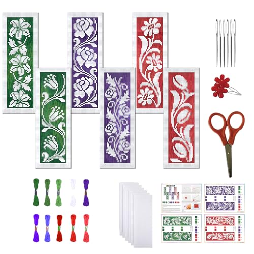 FREEBLOSS 6 Set Kreuzstich Lesezeichen Set Gestempeltes Kreuzstich Motiv „Hohlblumen“ Stickset Mit Anleitung Für Erwachsene 8'' x 2.4'' FREEBLOSS 6 Set Kreuzstich Lesezeichen Set Gestempeltes Kreuzstich Motiv „Hohlblumen“ Stickset Mit Anleitung Für Erwachsene 8'' x 2.4'' von FREEBLOSS