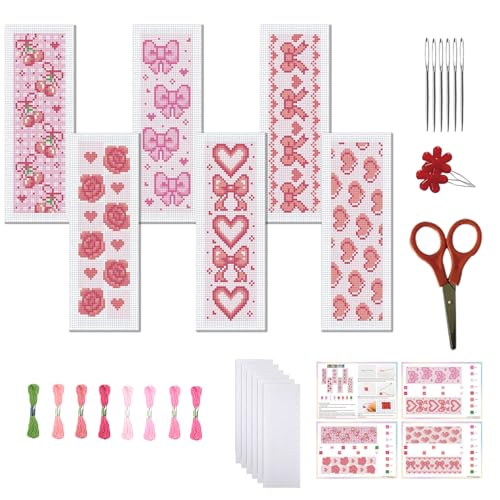FREEBLOSS 6 Set Kreuzstich Lesezeichen Set Gestempeltes Kreuzstich Stickset Mit Rosa Mädchen Motiv Mit Anleitung Für Erwachsene 8'' x 2.4'' FREEBLOSS 6 Set Kreuzstich Lesezeichen Set Gestempeltes Kreuzstich Stickset Mit Rosa Mädchen Motiv Mit Anleitung Für Erwachsene 8'' x 2.4'' von FREEBLOSS