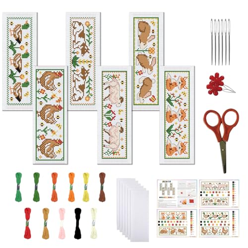 FREEBLOSS 6 Set Kreuzstich Lesezeichen Sets Bauernhoftiere DIY Lesezeichen als Geschenk Für Erwachsene Gestempeltes Kreuzstich Set DIY Stick Lesezeichen Für Anfänger Mit Anleitung 6x20cm FREEBLOSS 6 Set Kreuzstich Lesezeichen Sets Bauernhoftiere DIY Lesezeichen als Geschenk Für Erwachsene Gestempeltes Kreuzstich Set DIY Stick Lesezeichen Für Anfänger Mit Anleitung 6x20cm von FREEBLOSS