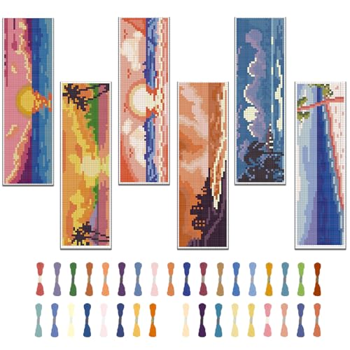 FREEBLOSS 6 Set Lesezeichen Kreuzstich Kits Cross Stitch Set Stickbilder Kreuzstich Strand Sonnenuntergang Muster Lesezeichen Sticken Stickset Für Anfänger FREEBLOSS 6 Set Lesezeichen Kreuzstich Kits Cross Stitch Set Stickbilder Kreuzstich Strand Sonnenuntergang Muster Lesezeichen Sticken Stickset Für Anfänger von FREEBLOSS