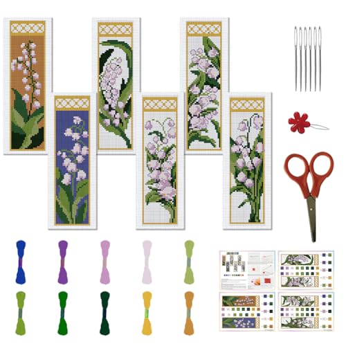 FREEBLOSS 6 Set Maiglöckchen Kreuzstich Lesezeichen Sets, Blumen, DIY Lesezeichen, Kreuzstich Sets, Gestempelte Stick Lesezeichen, Kreuzstich Set Für Anfänger Und Erwachsene, 22 x 8 cm FREEBLOSS 6 Set Maiglöckchen Kreuzstich Lesezeichen Sets, Blumen, DIY Lesezeichen, Kreuzstich Sets, Gestempelte Stick Lesezeichen, Kreuzstich Set Für Anfänger Und Erwachsene, 22 x 8 cm von FREEBLOSS