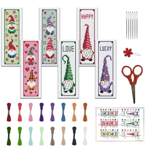 FREEBLOSS 6 Set Kreuzstich Lesezeichen Set, DIY Lesezeichen Anfänger Stickset Mit Anleitung, Kreuzstich Set Stickereiset für Anfänger Einsteiger Zwerg Elfen Muster FREEBLOSS 6 Set Kreuzstich Lesezeichen Set, DIY Lesezeichen Anfänger Stickset Mit Anleitung, Kreuzstich Set Stickereiset für Anfänger Einsteiger Zwerg Elfen Muster von FREEBLOSS