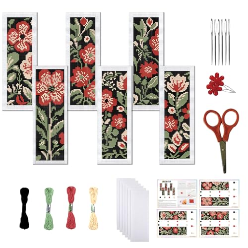 FREEBLOSS 6 Teiliges Kreuzstich Lesezeichen Set Für Erwachsene Anfänger Blumenmuster Gestempeltes Kreuzstich Mit Anleitung Selbstklebendes Filz Stickerei Lesezeichen Set FREEBLOSS 6 Teiliges Kreuzstich Lesezeichen Set Für Erwachsene Anfänger Blumenmuster Gestempeltes Kreuzstich Mit Anleitung Selbstklebendes Filz Stickerei Lesezeichen Set von FREEBLOSS