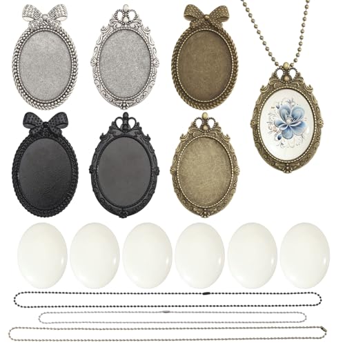 FREEBLOSS 6 x Stickerei-Anhänger-Tabletts, oval, Broschen-Anhänger, 2-in-1-Rahmen, Metall-Kamee-Einfassungen für Schmuckherstellung, Schwarz, Silber, Bronze, 3 x 4,1 cm im Durchmesser FREEBLOSS 6 x Stickerei-Anhänger-Tabletts, oval, Broschen-Anhänger, 2-in-1-Rahmen, Metall-Kamee-Einfassungen für Schmuckherstellung, Schwarz, Silber, Bronze, 3 x 4,1 cm im Durchmesser von FREEBLOSS