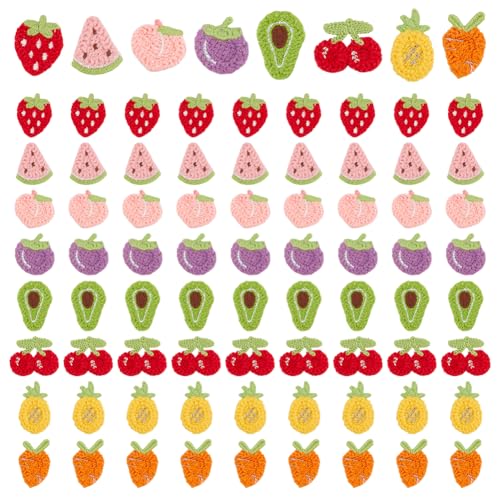 FREEBLOSS 80 Stück gehäkelte Obst-Applikationen, handgefertigte Obstverzierungen, zum Aufnähen, gestrickt, handgefertigte Applikationen für Kleidung oder Kunsthandwerk, DIY-Dekoration, 8 Arten von FREEBLOSS 80 Stück gehäkelte Obst-Applikationen, handgefertigte Obstverzierungen, zum Aufnähen, gestrickt, handgefertigte Applikationen für Kleidung oder Kunsthandwerk, DIY-Dekoration, 8 Arten von von FREEBLOSS