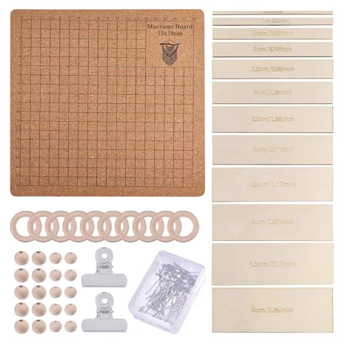 FREEBLOSS 8x8'' Makramee Brett Set Mit Webtrennwerkzeug Holzbrett Und Stecknadeln Mit 10 Schlüsselanhängern Zum Flechten von Makramee Kits Für Erwachsene Und Anfänger von FREEBLOSS