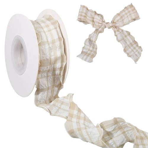 FREEBLOSS 9,1 m kariertes Band, Stoff, Aprikod, Gingham-Band, Blasen, Gingham-Bänder für Geschenkverpackungen, Karten, Ballon-Dekoration, Ostern, Basteln, 4,9 cm breit FREEBLOSS 9,1 m kariertes Band, Stoff, Aprikod, Gingham-Band, Blasen, Gingham-Bänder für Geschenkverpackungen, Karten, Ballon-Dekoration, Ostern, Basteln, 4,9 cm breit von FREEBLOSS
