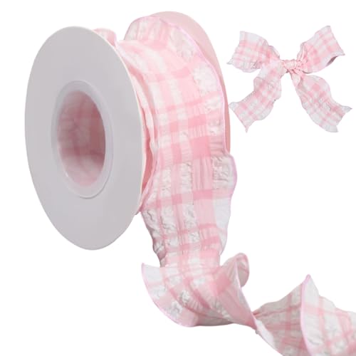 FREEBLOSS 9,1 m kariertes Band, Stoff, rosa Gingham-Band, Blasen, Gingham-Bänder für Geschenkverpackungen, Karten, Ballon-Dekoration, Ostern, Basteln, 4,9 cm breit FREEBLOSS 9,1 m kariertes Band, Stoff, rosa Gingham-Band, Blasen, Gingham-Bänder für Geschenkverpackungen, Karten, Ballon-Dekoration, Ostern, Basteln, 4,9 cm breit von FREEBLOSS