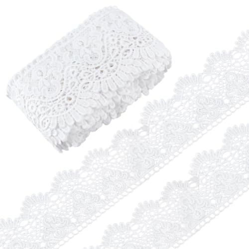 FREEBLOSS 9,9 m Spitzenband mit Krone bestickter Rand, 9,9 cm breit, DIY-Spitzenborte pro Yard Kronenmuster, Stoff zum Basteln, Nähen, Heimdekoration, Weiß von FREEBLOSS