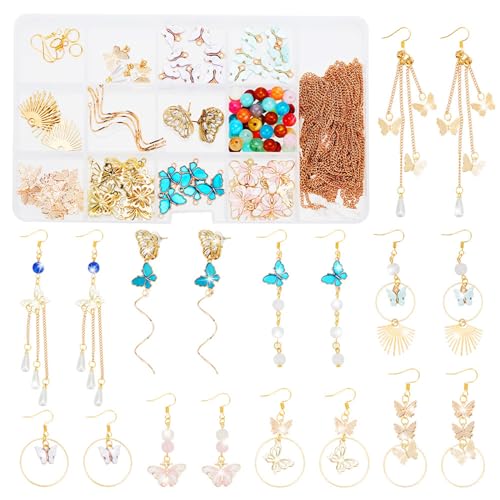 FREEBLOSS 9 Paare Ohrring Bastelset DIY Schmetterling Ohrring Kit Metall Schmetterling baumeln Ohrringe Kits für Schmuck machen Ohrring Bastelset für Erwachsene von FREEBLOSS