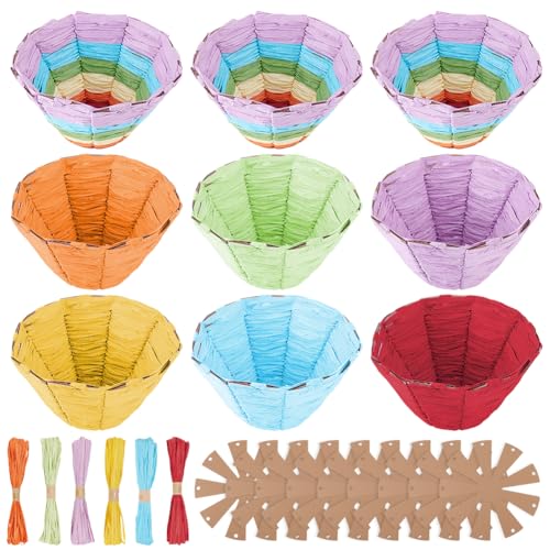 FREEBLOSS 9 Set Flechtkorb Set Geflochtenes Osterkorb Set DIY Flechtkorb Set Weidenkorb Set Für Anfänger Korbflecht Set Mit Korbflechtzubehör Korbflecht Sets von FREEBLOSS