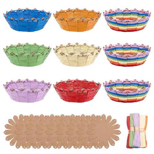 FREEBLOSS 9 Set Geflochtenes Korbset Handgefertigtes DIY Korbherstellungsset Mit Natürlichem Material Einzigartige Heimdekoration Komplettes DIY Webset Für Anfänger Bis Meisterhandwerker von FREEBLOSS