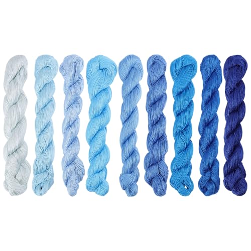 FREEBLOSS 9 Stück Sashiko Garn Sashiko Strang 100 m X 9 Farben (Blaues Thema) Baumwoll Stickgarn Japanisches Quilt Und Stick Sashiko Set Zubehör Nähgarn von FREEBLOSS