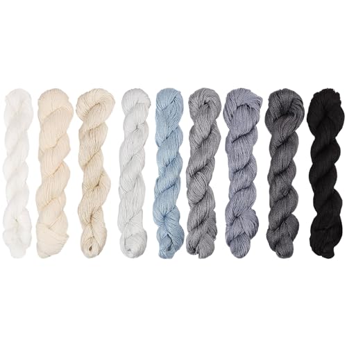 FREEBLOSS 9 Stück Sashiko Garn Sashiko Strang 100 m X 9 Farben (Graues Thema) Baumwoll Stickgarn Japanisches Quilt Und Stick Sashiko Set Zubehör Nähgarn von FREEBLOSS