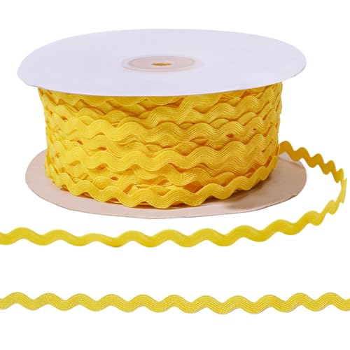 FREEBLOSS 91,4 m Rick-Rack, gewellt, gebogen, Fransenborte 0,5 cm breit, dekorative Nähborte für Bastelarbeiten, Quilten, DIY-Projekte, lebendige Farben, Vintage-inspiriertes Wellendesign, Gelb FREEBLOSS 91,4 m Rick-Rack, gewellt, gebogen, Fransenborte 0,5 cm breit, dekorative Nähborte für Bastelarbeiten, Quilten, DIY-Projekte, lebendige Farben, Vintage-inspiriertes Wellendesign, Gelb von FREEBLOSS