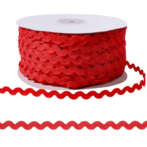FREEBLOSS 91,4 m Rick-Rack, gewellt, gebogen, Fransenborte 0,5 cm breit, dekorative Nähborte für Bastelarbeiten, Quilten, DIY-Projekte, lebendige Farben, Vintage-inspiriertes Wellendesign, Rot FREEBLOSS 91,4 m Rick-Rack, gewellt, gebogen, Fransenborte 0,5 cm breit, dekorative Nähborte für Bastelarbeiten, Quilten, DIY-Projekte, lebendige Farben, Vintage-inspiriertes Wellendesign, Rot von FREEBLOSS