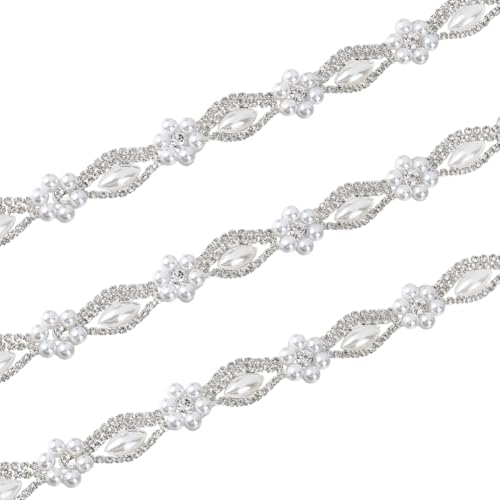 FREEBLOSS 91 cm Perlen-Strassverzierung, silberfarbene Schnur, Perlen, Strassapplikation, Blume, Strass, Brautverzierungen für Hochzeitskleid FREEBLOSS 91 cm Perlen-Strassverzierung, silberfarbene Schnur, Perlen, Strassapplikation, Blume, Strass, Brautverzierungen für Hochzeitskleid von FREEBLOSS
