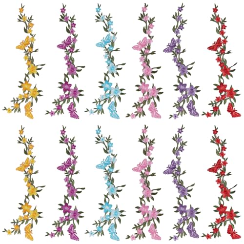 FREEBLOSS Aufnäher zum Aufbügeln, Motiv: Schmetterling und Blume, dekorativ, bestickt, zum Aufnähen, für Kleidung, bestickte Applikationen, zum Nähen von Jeans, Mützen, 12 Stück FREEBLOSS Aufnäher zum Aufbügeln, Motiv: Schmetterling und Blume, dekorativ, bestickt, zum Aufnähen, für Kleidung, bestickte Applikationen, zum Nähen von Jeans, Mützen, 12 Stück von FREEBLOSS