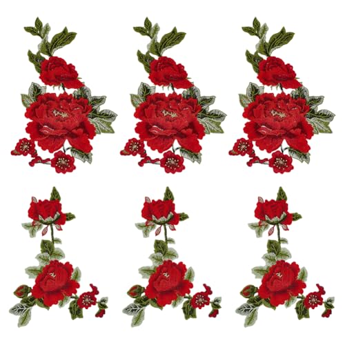 FREEBLOSS Bestickte Applikationen zum Aufnähen, Blumenapplikationen, Verzierungen, zum Aufnähen, für Kleider, Stickerei, Reparaturflicken zum Nähen, Basteln, 6 Stück von FREEBLOSS