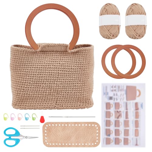 FREEBLOSS DIY Häkeltaschen Set Mit Rundem Holzgriff, Häkelset Für Anfänger Mit Schritt Für Schritt Anleitung, Häkel Starter Set, Strickset Inklusive Garn, Häkelnadel, Häkelgeschenk FREEBLOSS DIY Häkeltaschen Set Mit Rundem Holzgriff, Häkelset Für Anfänger Mit Schritt Für Schritt Anleitung, Häkel Starter Set, Strickset Inklusive Garn, Häkelnadel, Häkelgeschenk von FREEBLOSS