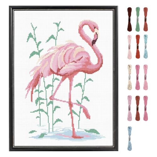 FREEBLOSS Flamingo Kreuzstich Set, Kreuzstich Starter Set Für Erwachsene Mit Anleitung, 13 x 17'' reine Baumwolltücher, Kreuzstich Für Anfänger, Kreuzstich Wandbehang, Ohne Rahmen FREEBLOSS Flamingo Kreuzstich Set, Kreuzstich Starter Set Für Erwachsene Mit Anleitung, 13 x 17'' reine Baumwolltücher, Kreuzstich Für Anfänger, Kreuzstich Wandbehang, Ohne Rahmen von FREEBLOSS