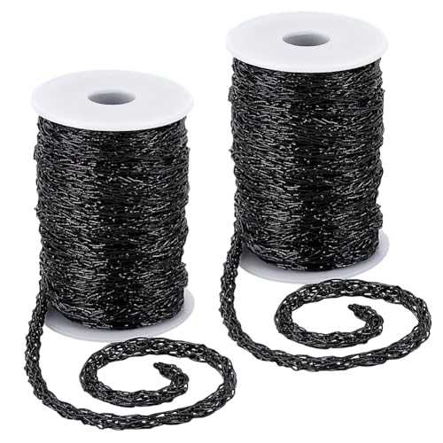 FREEBLOSS Geflochtene Kordel, Näh- und Verzierungen für Bastelarbeiten, schwarz, dekorative Zopfborte, 20 Meter von FREEBLOSS