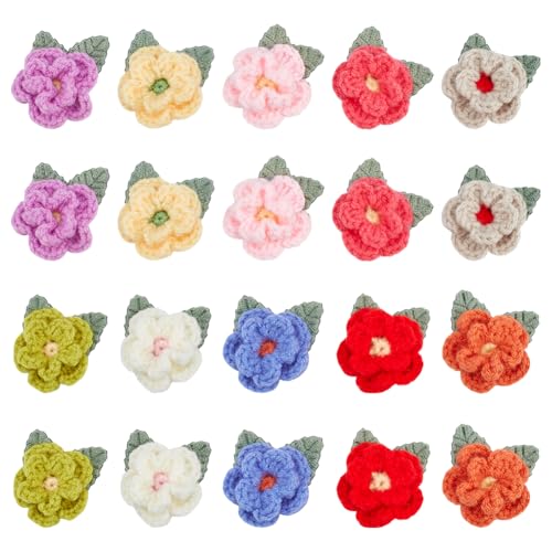 FREEBLOSS Häkelrosen-Applikation, Häkelblumen-Applikation, handgefertigte Blumenverzierungen, zum Aufnähen, gestrickt, handgefertigte Applikationen für Kleidung oder Kunsthandwerk, DIY-Dekoration, 10 von FREEBLOSS