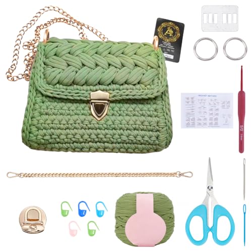 FREEBLOSS Häkelset Für Umhängetasche Strick Und Häkelset Für Handtaschen Mit Ketten Englische Anleitung Set Zur Herstellung von Handtaschen Zum Basteln Häkelset Für Anfänger FREEBLOSS Häkelset Für Umhängetasche Strick Und Häkelset Für Handtaschen Mit Ketten Englische Anleitung Set Zur Herstellung von Handtaschen Zum Basteln Häkelset Für Anfänger von FREEBLOSS
