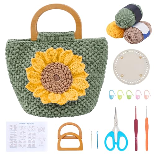 FREEBLOSS Häkeltaschen Set Sonnenblumen Handtasche Strick Und Häkelset Mit Holzgriff Englische Anleitung Handtaschen Bastelset Zum Basteln Häkelset Für Anfänger FREEBLOSS Häkeltaschen Set Sonnenblumen Handtasche Strick Und Häkelset Mit Holzgriff Englische Anleitung Handtaschen Bastelset Zum Basteln Häkelset Für Anfänger von FREEBLOSS