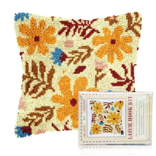 FREEBLOSS Knüpfhaken-Set mit Blumenmotiv für Erwachsene und Anfänger, selbstgemachtes Wurfkissen, vorgedruckte Haken- und Riegelteppich-Kits, Kreuzstich-Kissenbezug für Zuhause, Sofa, Dekoration, 43 x FREEBLOSS Knüpfhaken-Set mit Blumenmotiv für Erwachsene und Anfänger, selbstgemachtes Wurfkissen, vorgedruckte Haken- und Riegelteppich-Kits, Kreuzstich-Kissenbezug für Zuhause, Sofa, Dekoration, 43 x von FREEBLOSS