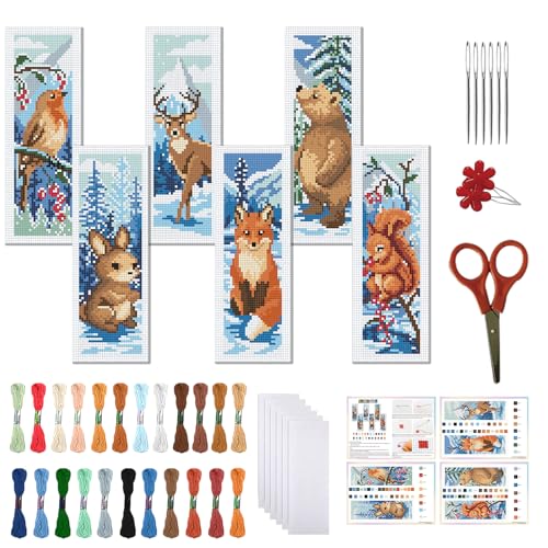 FREEBLOSS Kreuzstich-Lesezeichen-Set, Motiv: Wintertiere, geprägt, Kreuzstich-Set, 11-fädig, Sticksets mit Anleitung für Anfänger und Erwachsene, 20 x 6 cm, 6 Stück FREEBLOSS Kreuzstich-Lesezeichen-Set, Motiv: Wintertiere, geprägt, Kreuzstich-Set, 11-fädig, Sticksets mit Anleitung für Anfänger und Erwachsene, 20 x 6 cm, 6 Stück von FREEBLOSS