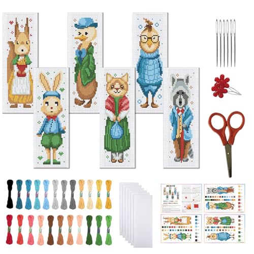 FREEBLOSS Kreuzstich-Lesezeichen-Set, geprägtes Kreuzstich-Set für Anfänger, Märchen-Tier-Stickset mit Anleitung für Erwachsene, 20,3 x 6,1 cm, 6 Stück FREEBLOSS Kreuzstich-Lesezeichen-Set, geprägtes Kreuzstich-Set für Anfänger, Märchen-Tier-Stickset mit Anleitung für Erwachsene, 20,3 x 6,1 cm, 6 Stück von FREEBLOSS