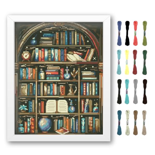 FREEBLOSS Kreuzstich Set Bücherregal Gestempelter Kreuzstich Wandbehang Für Erwachsene Mit Anleitung Reines Baumwolltuch Für Anfänger 45x45cm Ohne Rahmen FREEBLOSS Kreuzstich Set Bücherregal Gestempelter Kreuzstich Wandbehang Für Erwachsene Mit Anleitung Reines Baumwolltuch Für Anfänger 45x45cm Ohne Rahmen von FREEBLOSS