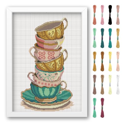 FREEBLOSS Kreuzstich Set Für Anfänger Teetassen Gestempelte Kreuzstichmuster Landschaften Cross Stitch Kit Zum Aufhängen An Der Wand DIY Stickerei Nadelspitzen Set Stickset Für Erwachsene 35x50cm FREEBLOSS Kreuzstich Set Für Anfänger Teetassen Gestempelte Kreuzstichmuster Landschaften Cross Stitch Kit Zum Aufhängen An Der Wand DIY Stickerei Nadelspitzen Set Stickset Für Erwachsene 35x50cm von FREEBLOSS