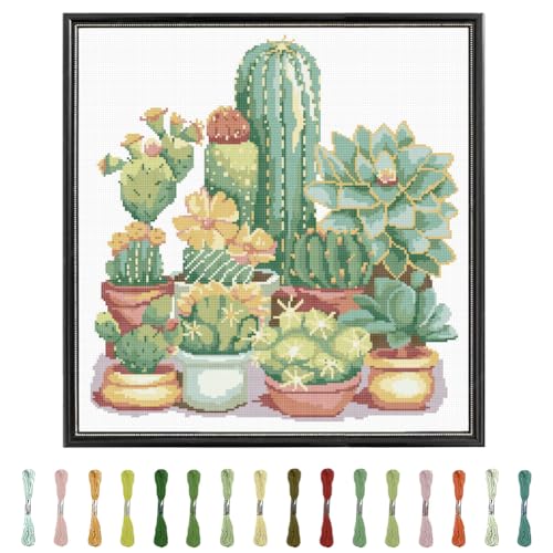 FREEBLOSS Kreuzstich Set Mit Kaktus Motiv, Kreuzstich Starter Set Für Erwachsene Mit Anleitung, 13 x 17'' Tücher Aus Reiner Baumwolle, Kreuzstich Für Anfänger, Kreuzstich Wandbehang, Ohne Rahmen FREEBLOSS Kreuzstich Set Mit Kaktus Motiv, Kreuzstich Starter Set Für Erwachsene Mit Anleitung, 13 x 17'' Tücher Aus Reiner Baumwolle, Kreuzstich Für Anfänger, Kreuzstich Wandbehang, Ohne Rahmen von FREEBLOSS
