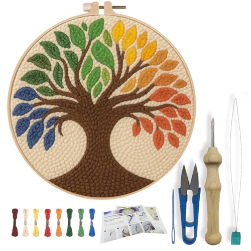 FREEBLOSS Lebensbaum Punch Needle Set Für Anfänger Stick Punch Needle Starter Bastelset Mit Anleitung Stickrahmen Für Erwachsene Geschenkdekoration 7.9" FREEBLOSS Lebensbaum Punch Needle Set Für Anfänger Stick Punch Needle Starter Bastelset Mit Anleitung Stickrahmen Für Erwachsene Geschenkdekoration 7.9" von FREEBLOSS