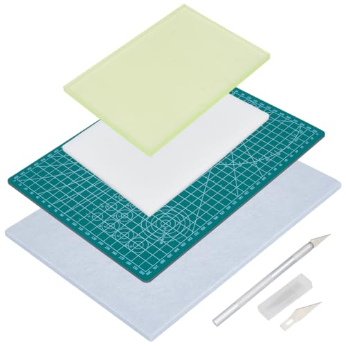 FREEBLOSS Leder-Stanzmatten mit Präzisionsmesser, schallabsorbierendes Pad für Lederwaren, Lederarbeitswerkzeuge und Zubehör für Erwachsene, 4 Stück von FREEBLOSS