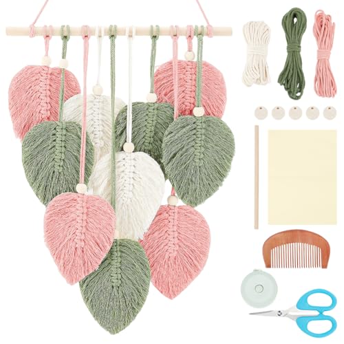 FREEBLOSS Makramee Blatt Wandbehang Set, Makramee Wandbehang, Blätter, Makramee Wandteppich, DIY Makramee Wandkunst Für Anfänger, Makramee Boho Wanddekoration Für Raumdekoration, Erwachsene FREEBLOSS Makramee Blatt Wandbehang Set, Makramee Wandbehang, Blätter, Makramee Wandteppich, DIY Makramee Wandkunst Für Anfänger, Makramee Boho Wanddekoration Für Raumdekoration, Erwachsene von FREEBLOSS