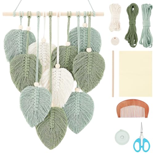 FREEBLOSS Makramee Wandbehang kit Makramee Feder Wandbehang Makramee Set Makramee Set Anfänger mit Anleitung Wanddeko Boho für Erwachsene Geburtstagsgeschenk von FREEBLOSS