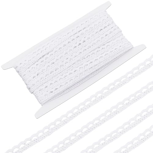 FREEBLOSS Mini-Spitzenbordüre aus Baumwolle, 9,1 m, perfekt für Puppennähprojekte, Näharbeiten, Bastelbedarf, 0,8 cm breit von FREEBLOSS