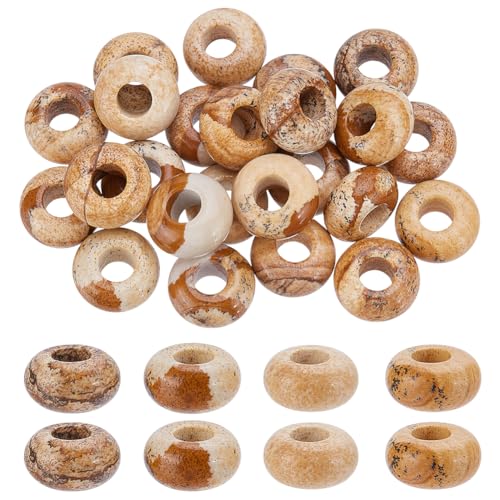 FREEBLOSS Natürliche Edelsteinperlen, Jaspis, Rondelle, großes Loch, lose Perlen für DIY-Schmuckherstellung, 0,5 cm Loch, 25 Stück FREEBLOSS Natürliche Edelsteinperlen, Jaspis, Rondelle, großes Loch, lose Perlen für DIY-Schmuckherstellung, 0,5 cm Loch, 25 Stück von FREEBLOSS