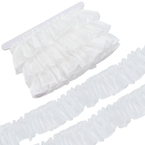 FREEBLOSS Organza-Spitzenborte mit Rüschen, Spitzenbordüre, 5,1 cm breit, plissiert, Nähen, Stoffborten für Bastelarbeiten, Nähen, Heimdekoration, Weiß, 6,5 m FREEBLOSS Organza-Spitzenborte mit Rüschen, Spitzenbordüre, 5,1 cm breit, plissiert, Nähen, Stoffborten für Bastelarbeiten, Nähen, Heimdekoration, Weiß, 6,5 m von FREEBLOSS