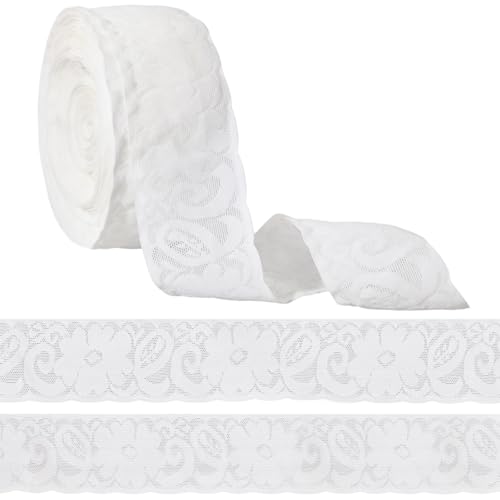 FREEBLOSS Rutschfeste Stretch-Spitze mit griffigem Silikon, weiß, Nähen, Stretch-Spitze, Silikon-Rückseite, rutschfestes Greifband für Kleidung, 10 Meter von FREEBLOSS