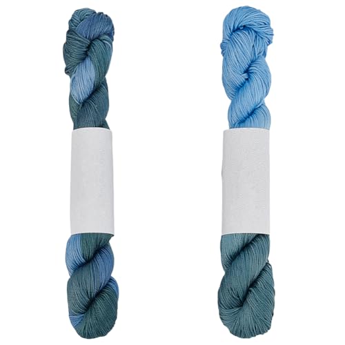 FREEBLOSS Sashiko-Garn, 2 x 100 m, 100 % Baumwolle, Nähgarn, blaues Stickgarn zum Handnähen, dicke Fäden zum Quilten, Sticken, Sashiko-Set von FREEBLOSS