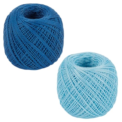 FREEBLOSS Sashiko-Garn, 2 x 80 m, 100 % Baumwolle, Nähgarn, blaues Stickgarn zum Handnähen, dicke Fäden zum Quilten, Sticken, Sashiko-Set von FREEBLOSS