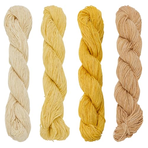 FREEBLOSS Sashiko-Garn, 4 Stück, 100 m x 4 Farben, Baumwoll-Stickgarn, 3 Stränge, gelbe Stickgarne, japanisches Quilt- und Nähgarn für Sashiko-Kit von FREEBLOSS