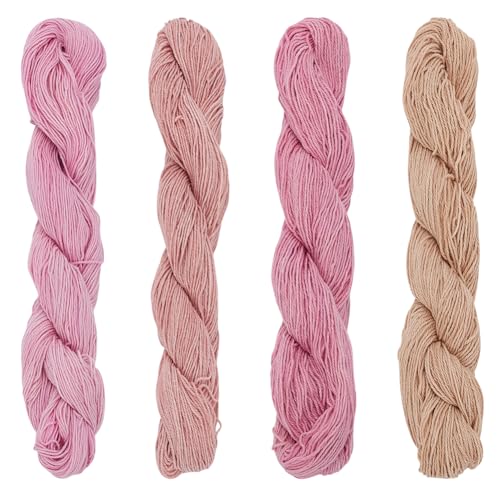 FREEBLOSS Sashiko-Garn, 4 Stück, 100 m x 4 Farben, Baumwoll-Stickgarn, 3 Stränge, rosa, japanisches Quilt- und Nähgarn für Sashiko-Kit von FREEBLOSS