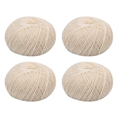 FREEBLOSS Sashiko-Garn, 4 x 150 m, 100 % Baumwolle, Stickseide, weiß, Handnähgarn, 4 Stränge, Sashiko-Quiltgarne zum Nähen und Handarbeiten, 4 Stück von FREEBLOSS