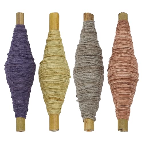 FREEBLOSS Sashiko-Garn, Sashiko-Strang, 30 m x 4 Farben, Baumwoll-Stickgarn, japanisches Quilt- und Stickzubehör, natürliche Farben, 4 Stück von FREEBLOSS