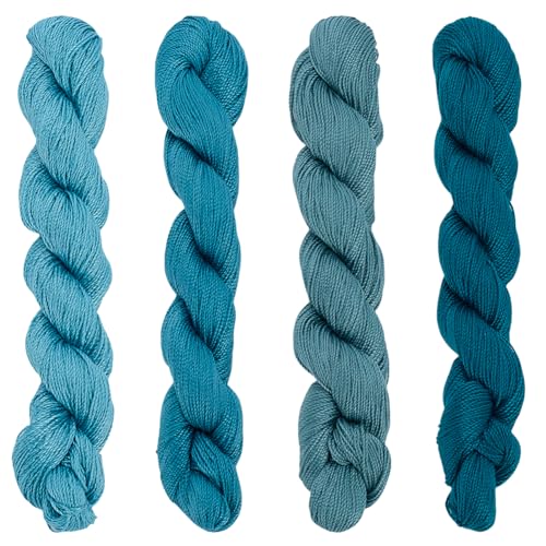 FREEBLOSS Sashiko-Garn, Sashiko-Strang, 4 x 100 m, reine Baumwolle, japanische Nähgarne, Quilten und Sticken, Nähset, Zubehör, 4 blaue Themenfarben, 4 Stück von FREEBLOSS